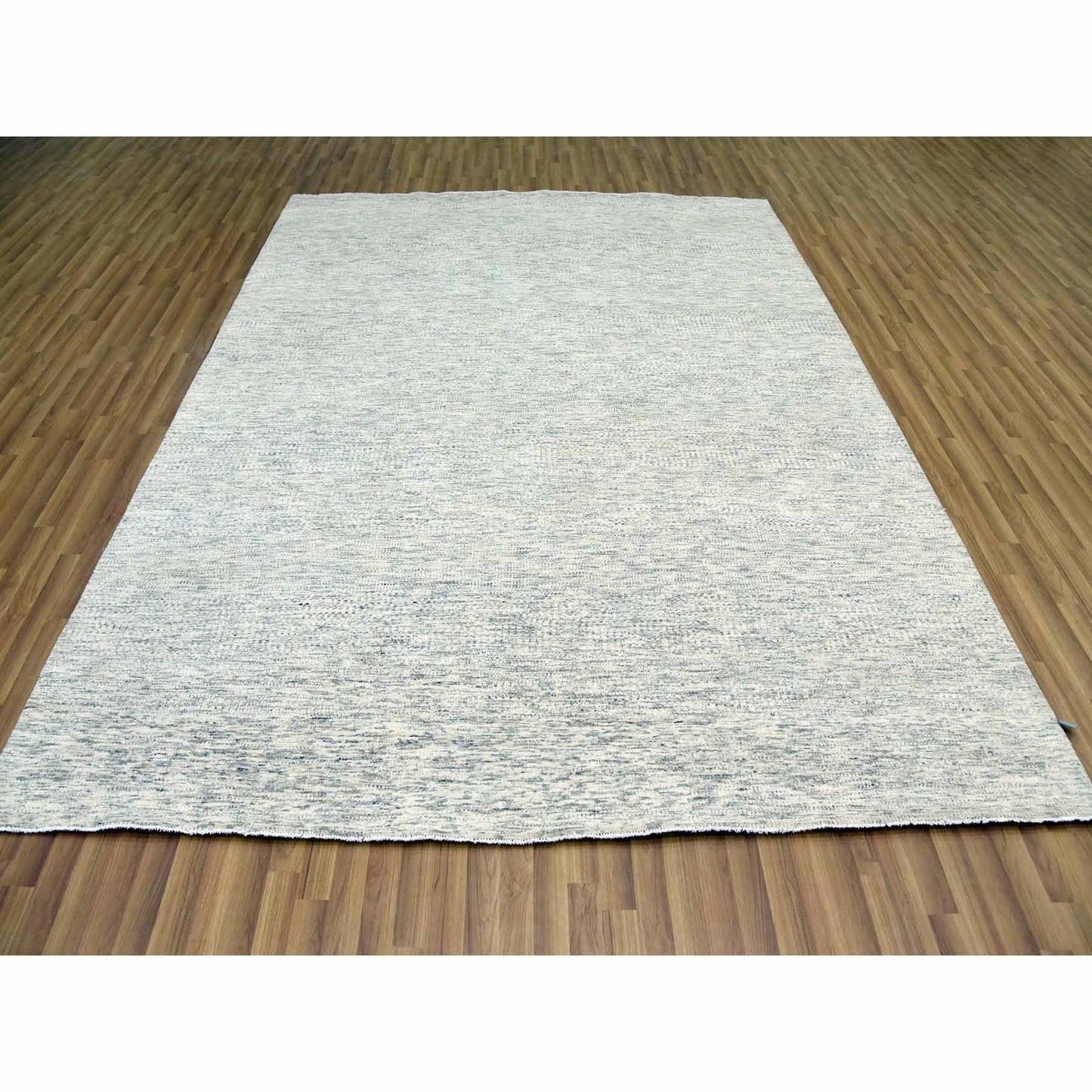 8'X10'1" Beige Hand Knotted Wool Organic Salt And Pepper Design Rug