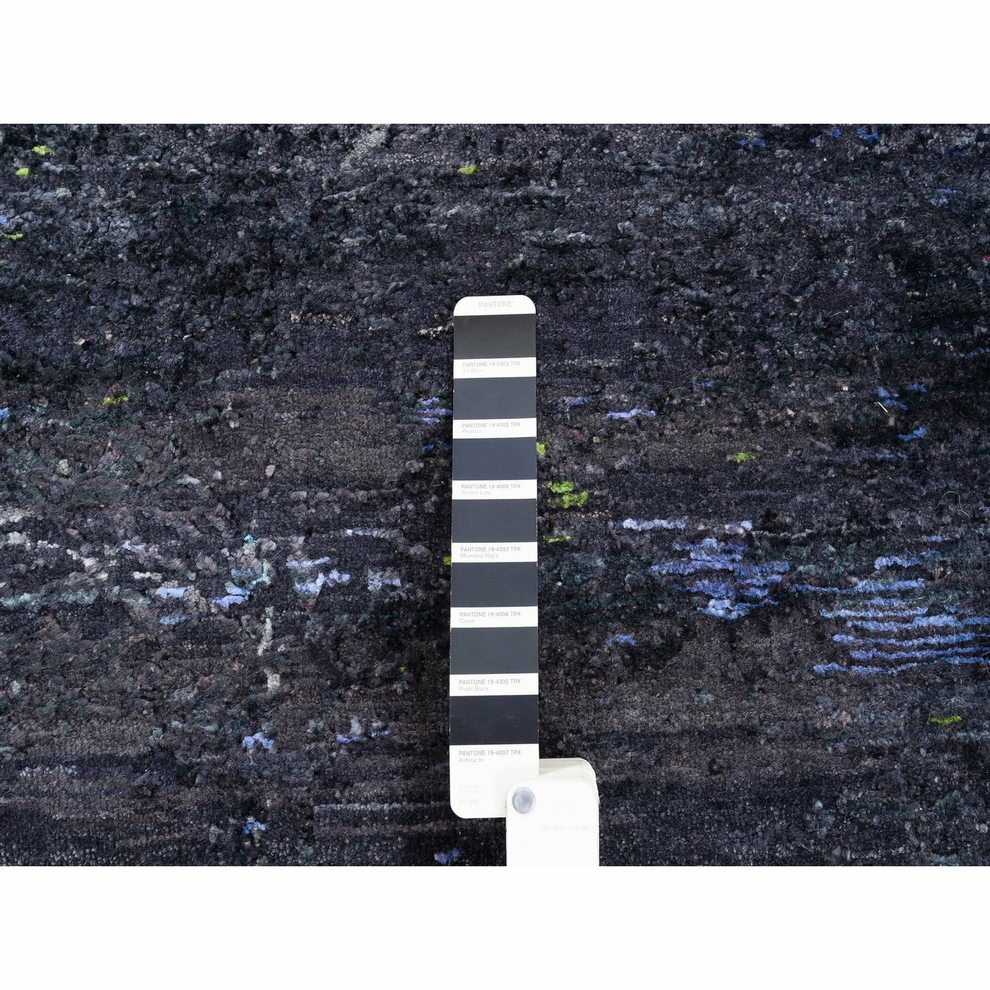 8'X10' Charcoal Black With Pop Of Colors Modern Wool-Silk Handknotted Rug