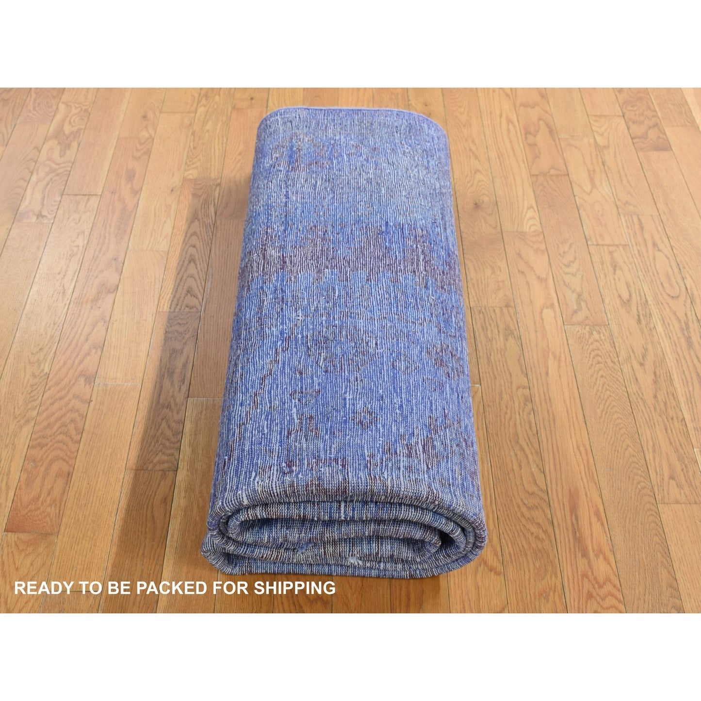 6'10"X10'1" Purple Overdyed Zoroastrian Viss Design Wool Hand Knotted Rug