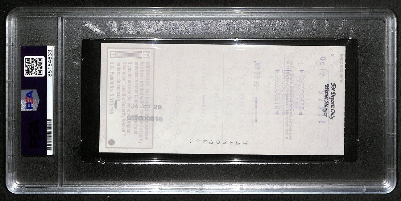 Johnny Unitas Signed 1/18/99 Check Psa/Dna Mint 9 188673