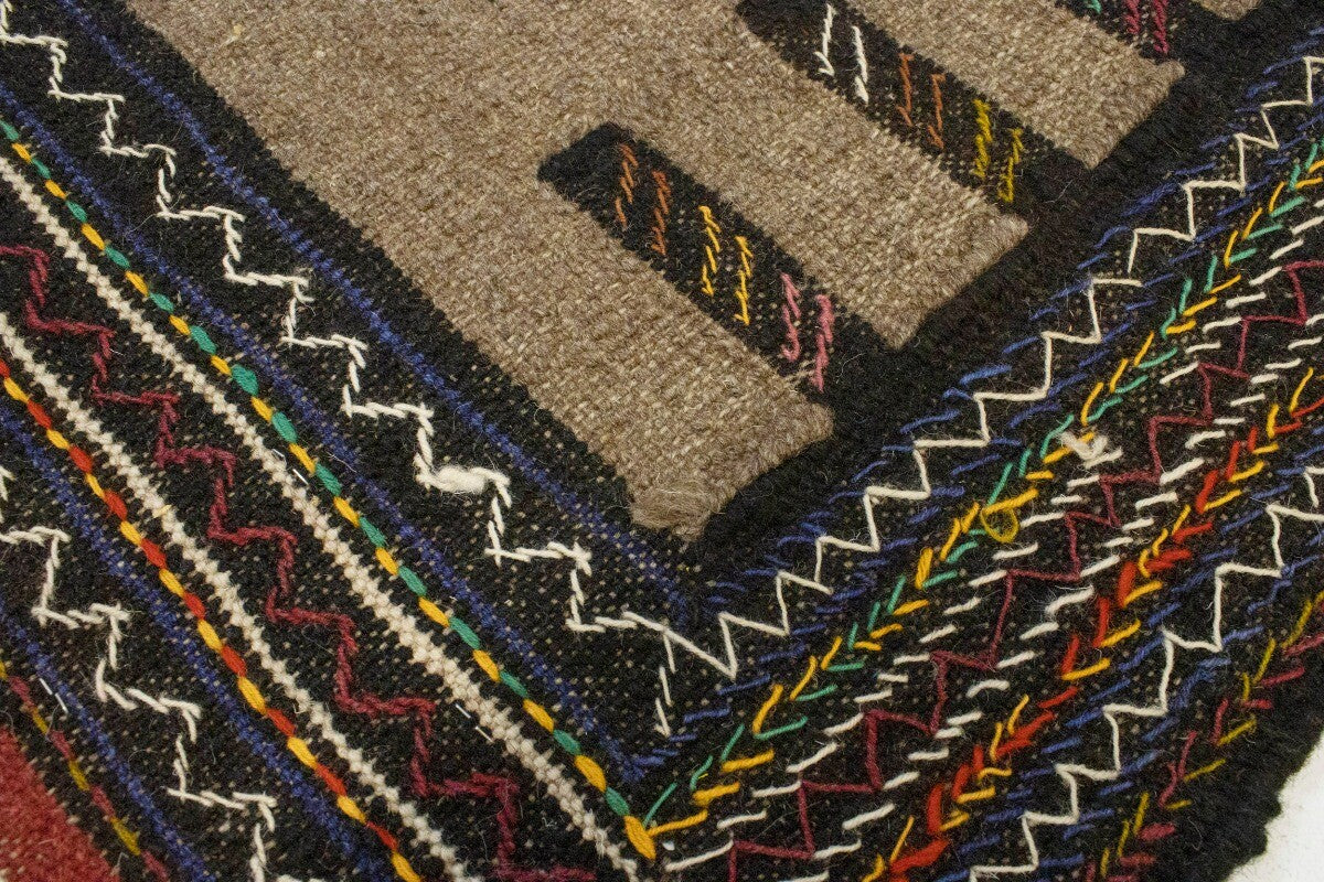 Tribal Sumak Herati Flat-Weave Oriental Rug Khaki
