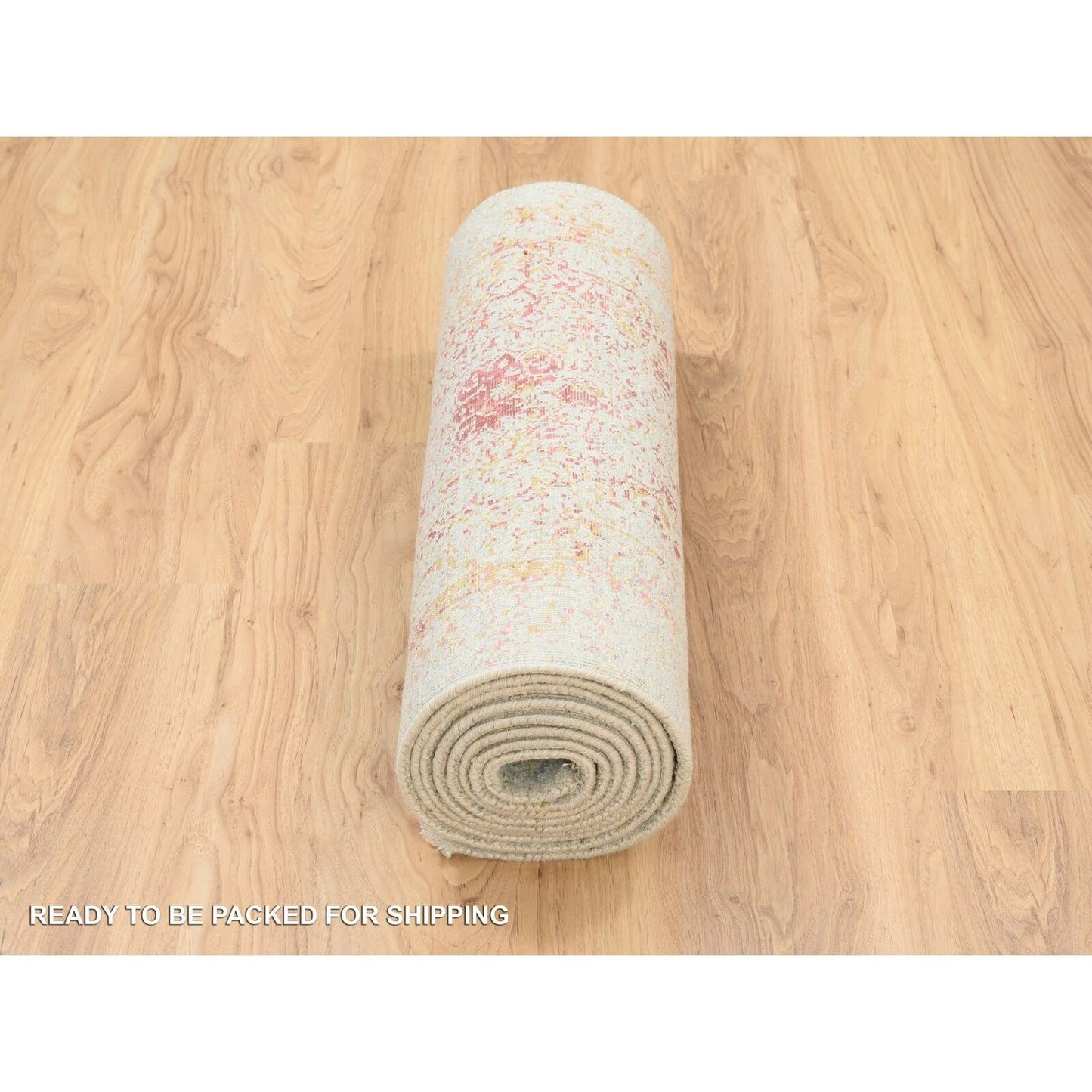 2'6"X11'10" Pink Hand Knotted Farsian Wool And Pure Silk Runner Rug