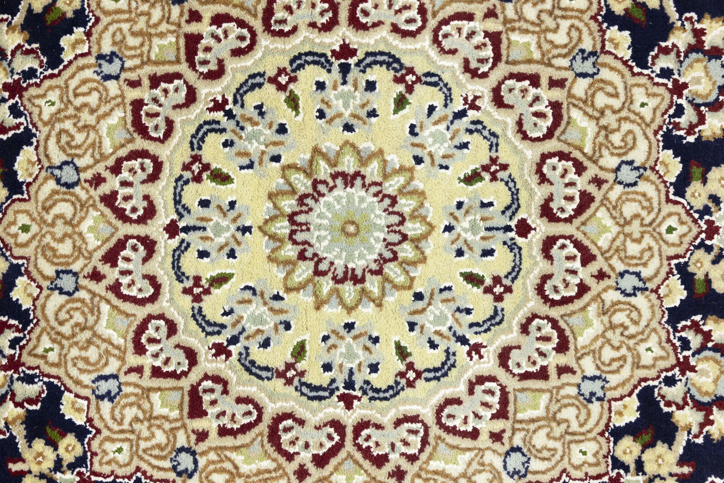 Indo Nain Oriental Rug Handmade Wool Carpet Blue