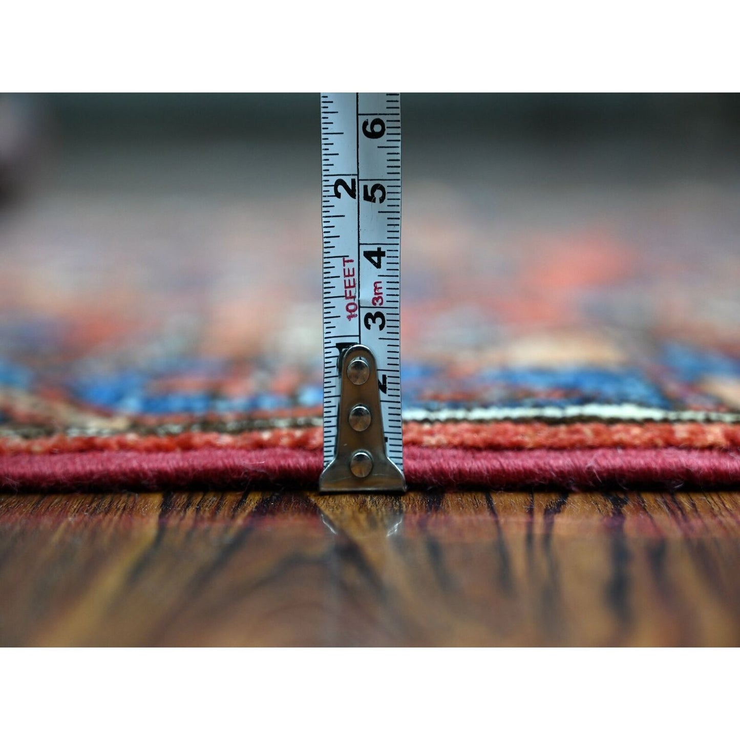 2'10"X5'10" Cereza Red Hand Knotted Ersari Elephant Feet Wool Runner Rug