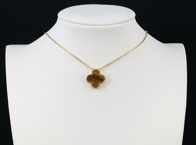 Van Cleef & Arpels Necklace Tiger'S Eye Vintage Alhambra 18K Yellow Gold