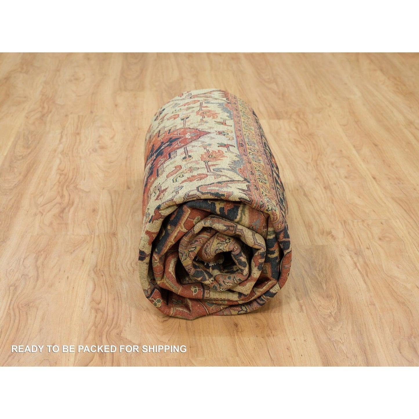 10'X10' Red Hand Knotted Heris Re-Creation Wool Square Oriental Rug