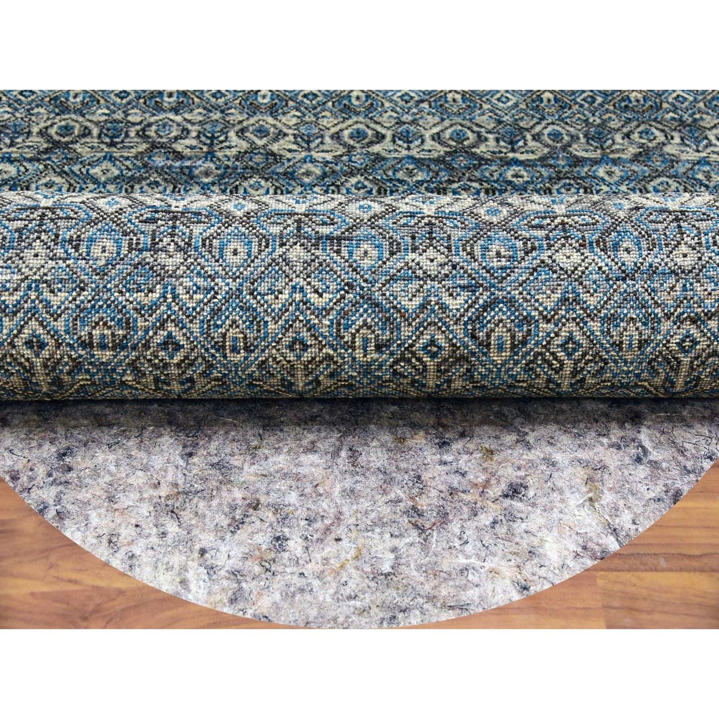 10'X10' Blue 100% Wool Hand Knotted Kohinoor Herrita Design Round Rug