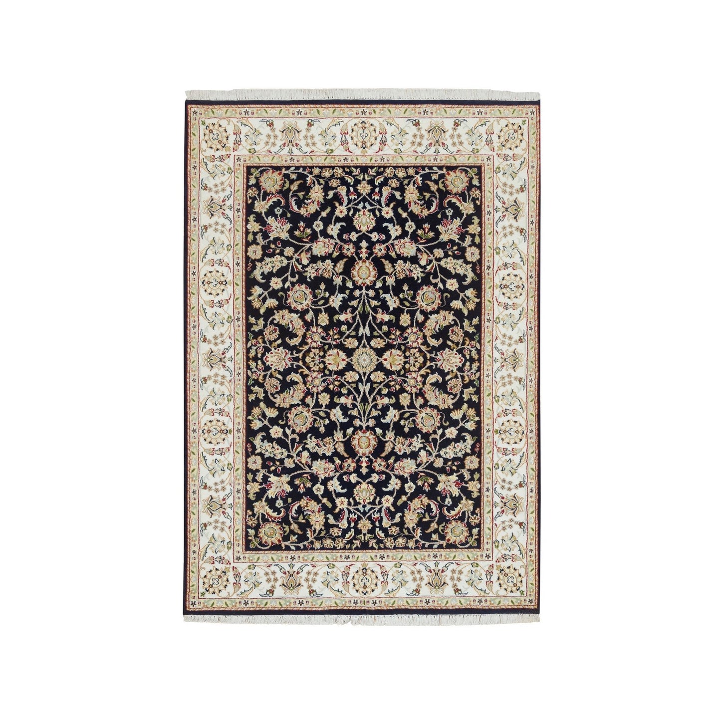 4'8"X6'9" Midnight Blue Nain Design 250 Kpsi Hand Knotted 100% Wool Rug
