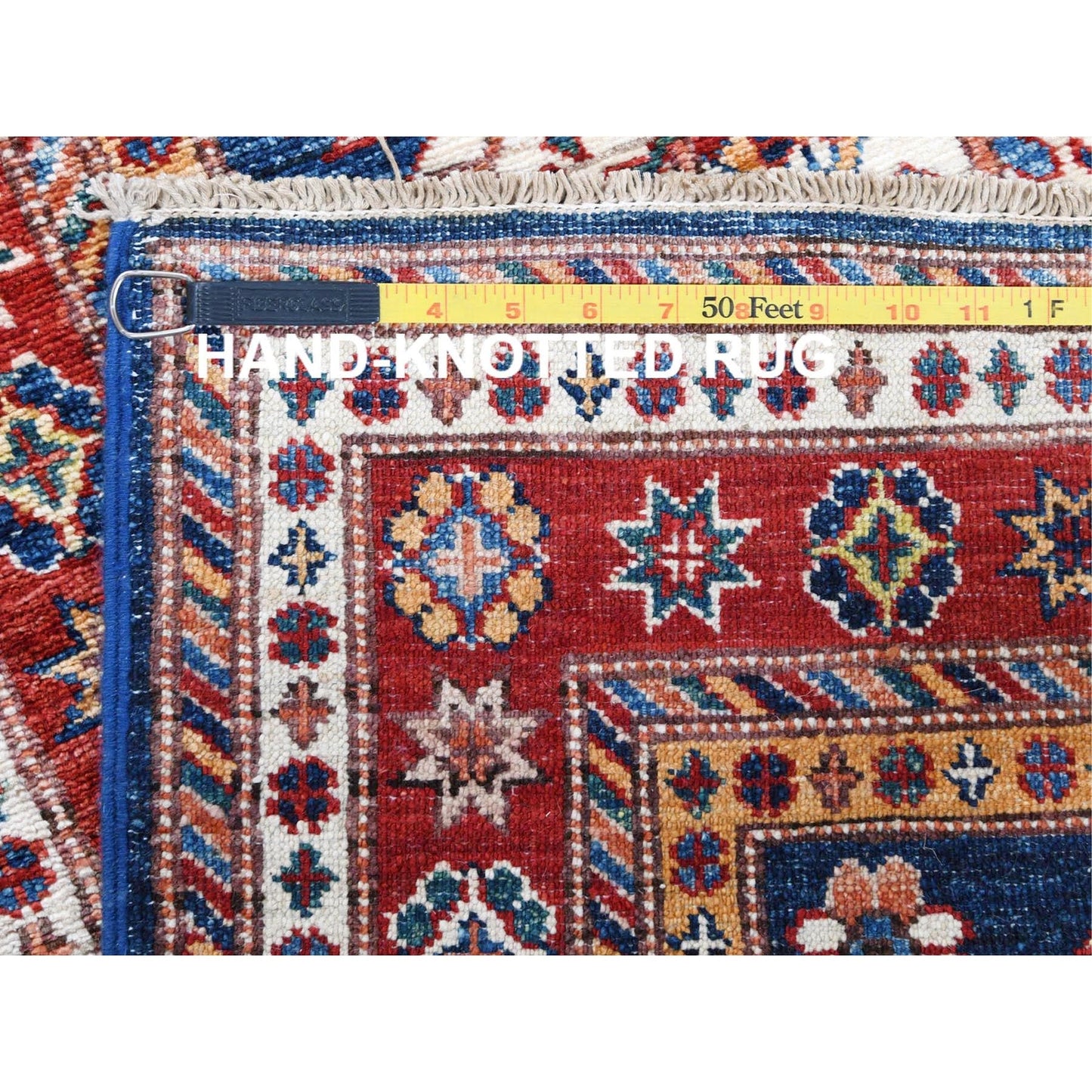 2'6"X11' Hand Knotted Navy Blue Afghan Super Kazak Soft Wool Runner Rug