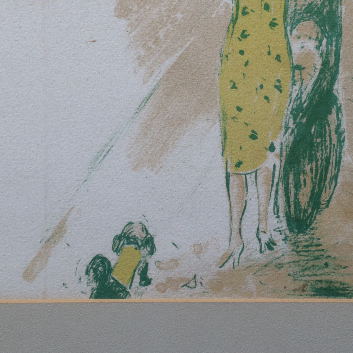 Jean-Pierre Cassigneul Original Lithograph Woman In Yellow Dress Signed Framed