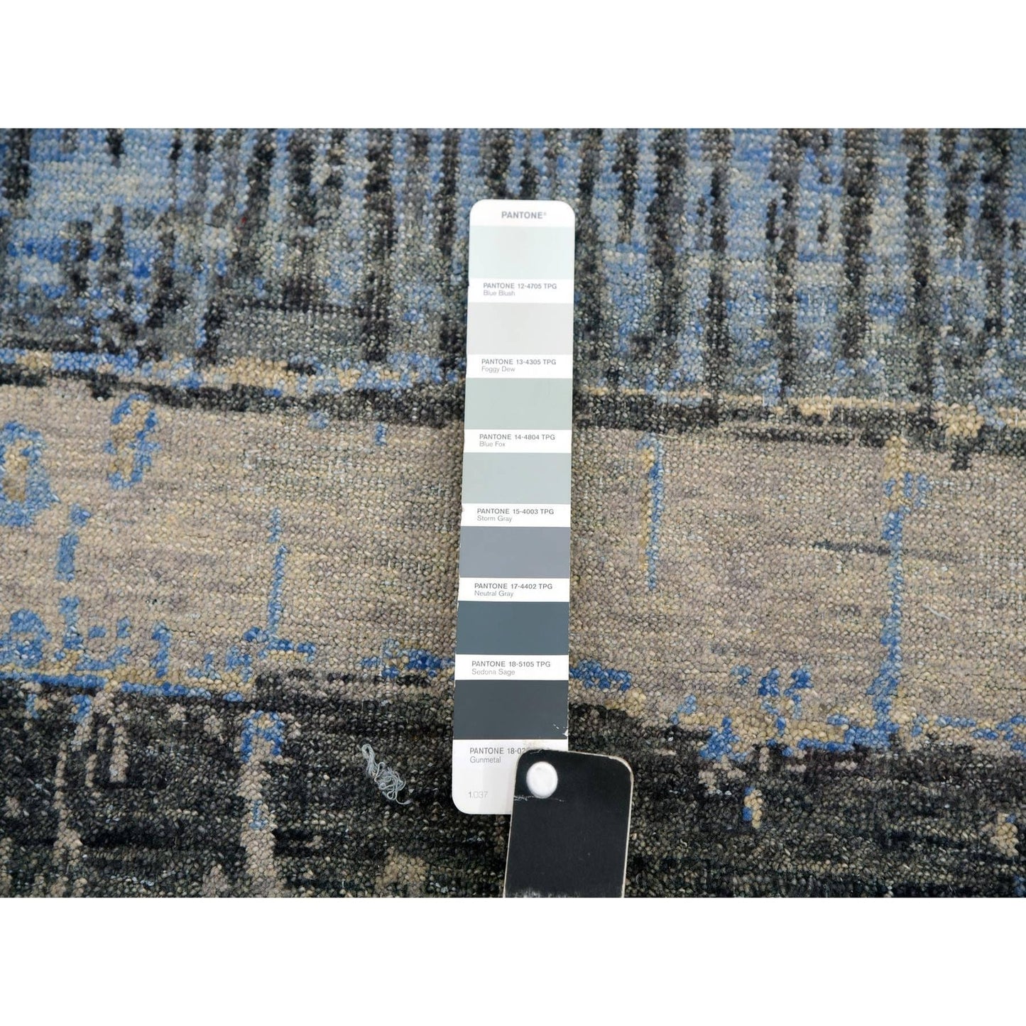 9'X12'5" Gray Brick Design Pure Wool Hand Knotted Oriental Rug
