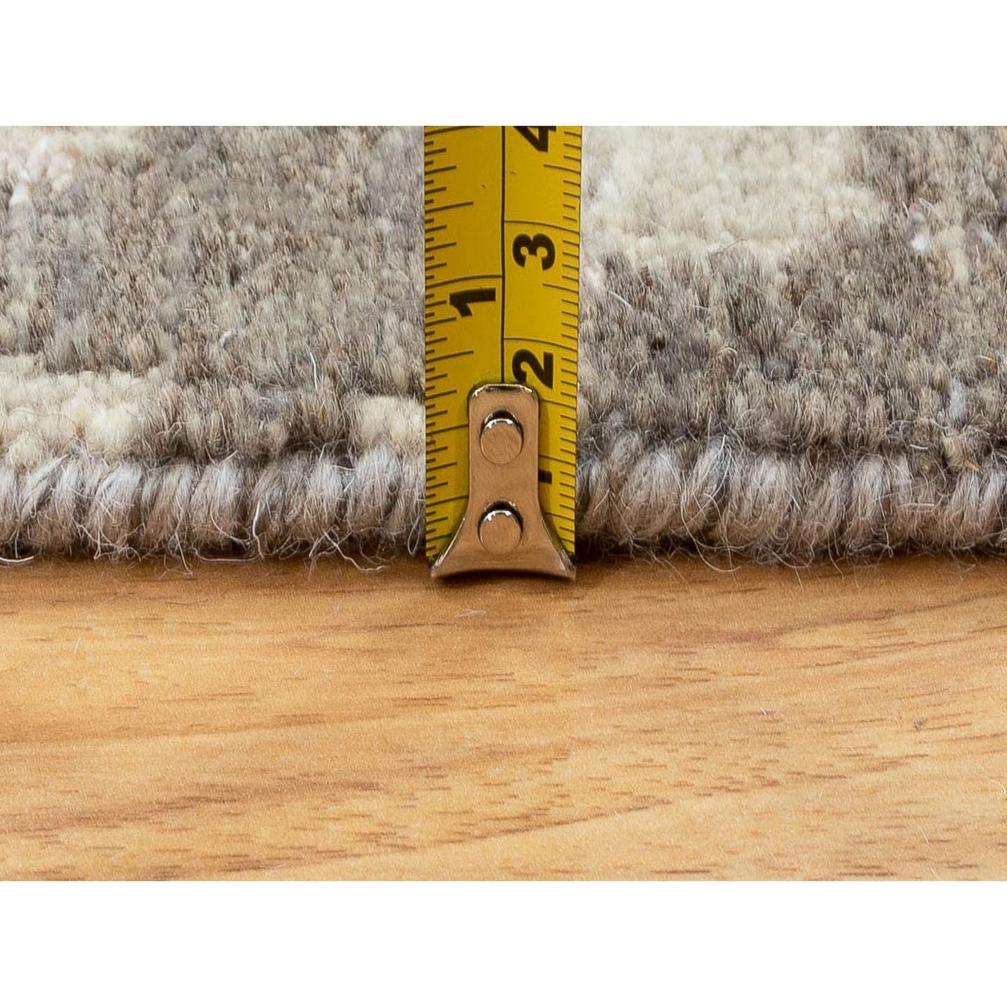 2'8"X9'7" Hi & Lo Pile Abstract Design Wool & Silk Hand Made Runner Rug