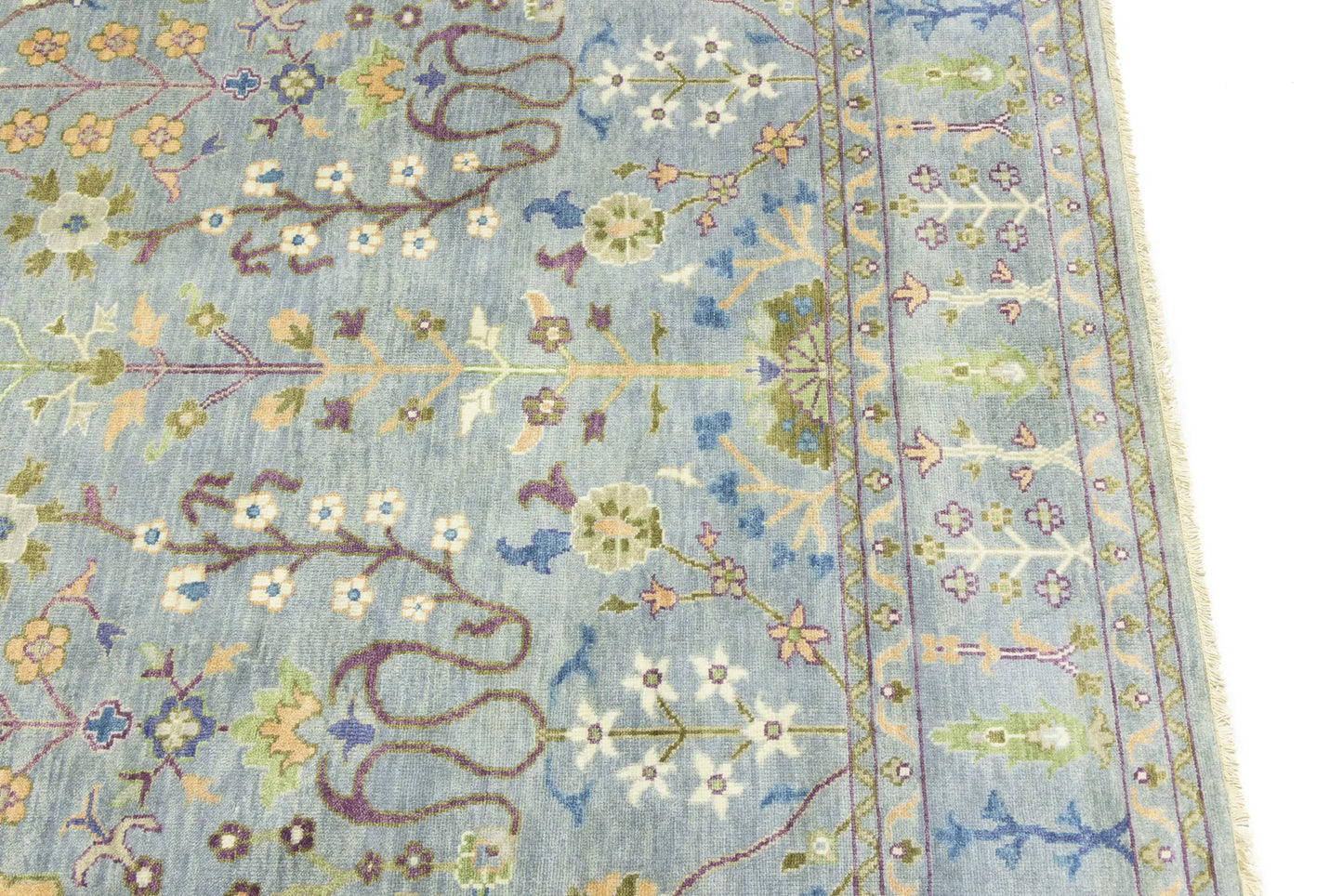Hand-Knotted Gray Floral Chobi Oriental Rug