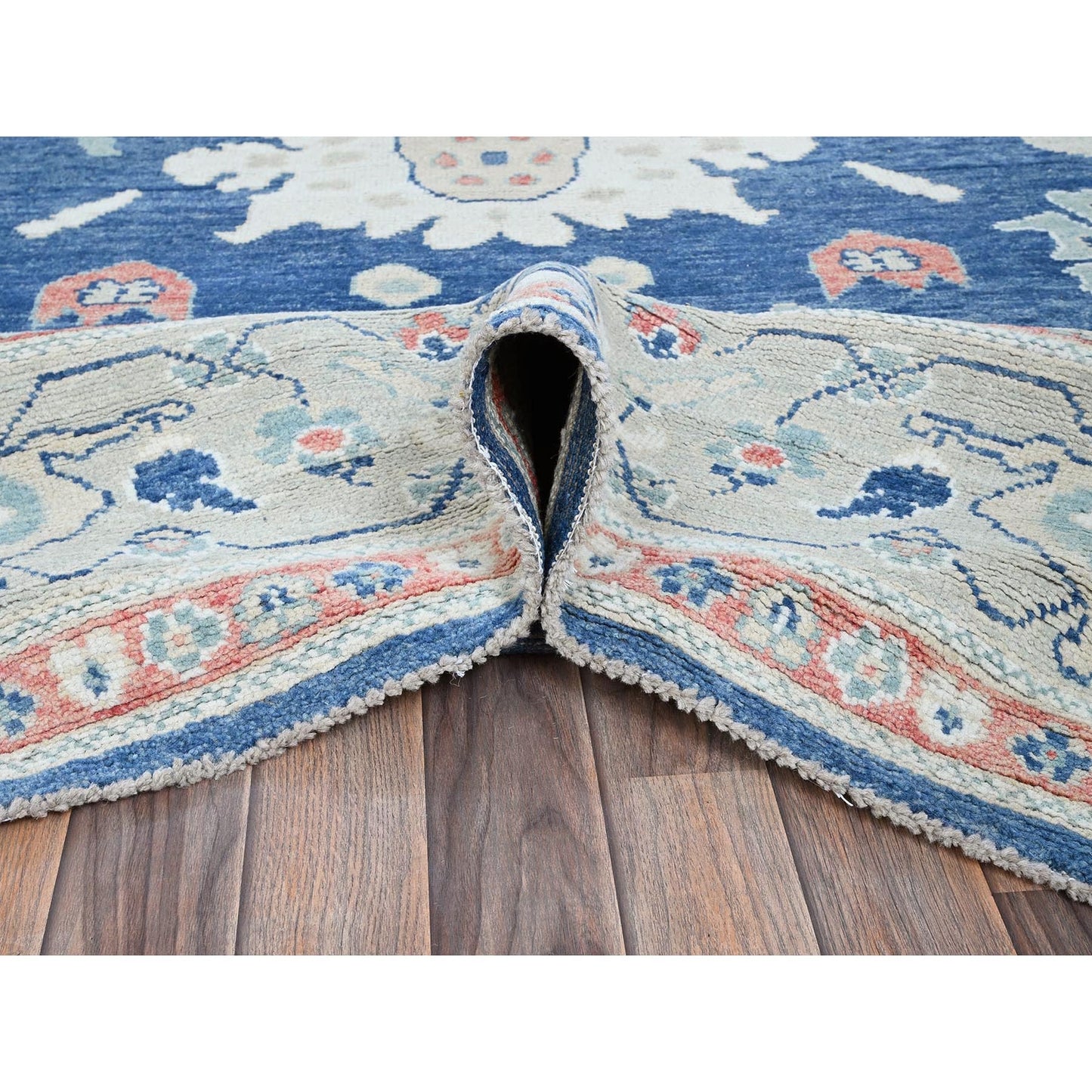 9'2"X12'1" Navy Blue Afghan Oushak Supple Collection Wool Hand Knotted Rug