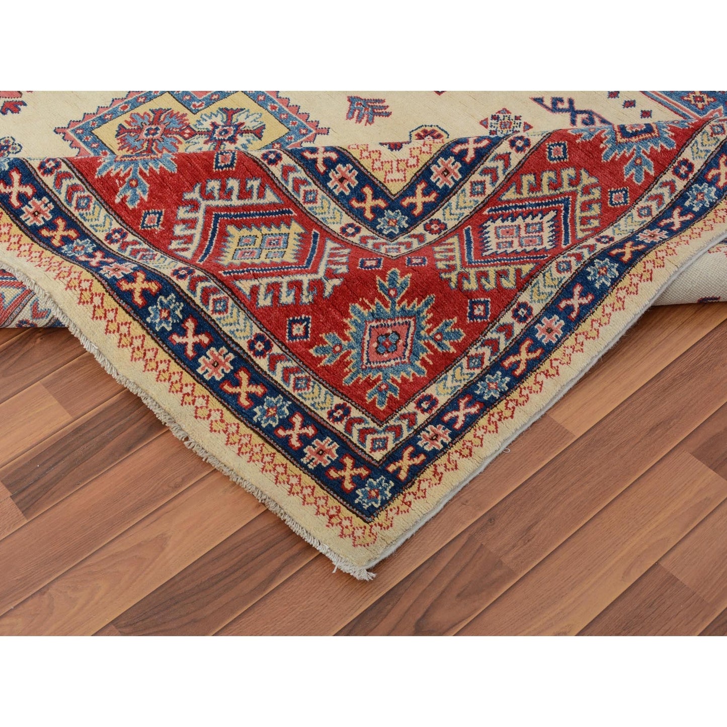 8'8"X12' Ivory Special Kazak Pure Wool Hand Knotted Oriental Rug