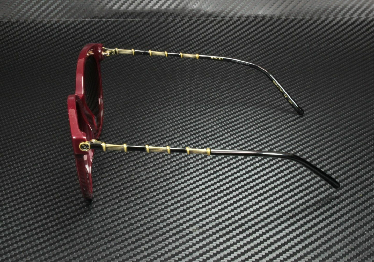 Gucci Gg0653S 003 Round Oval Burgundy Gold