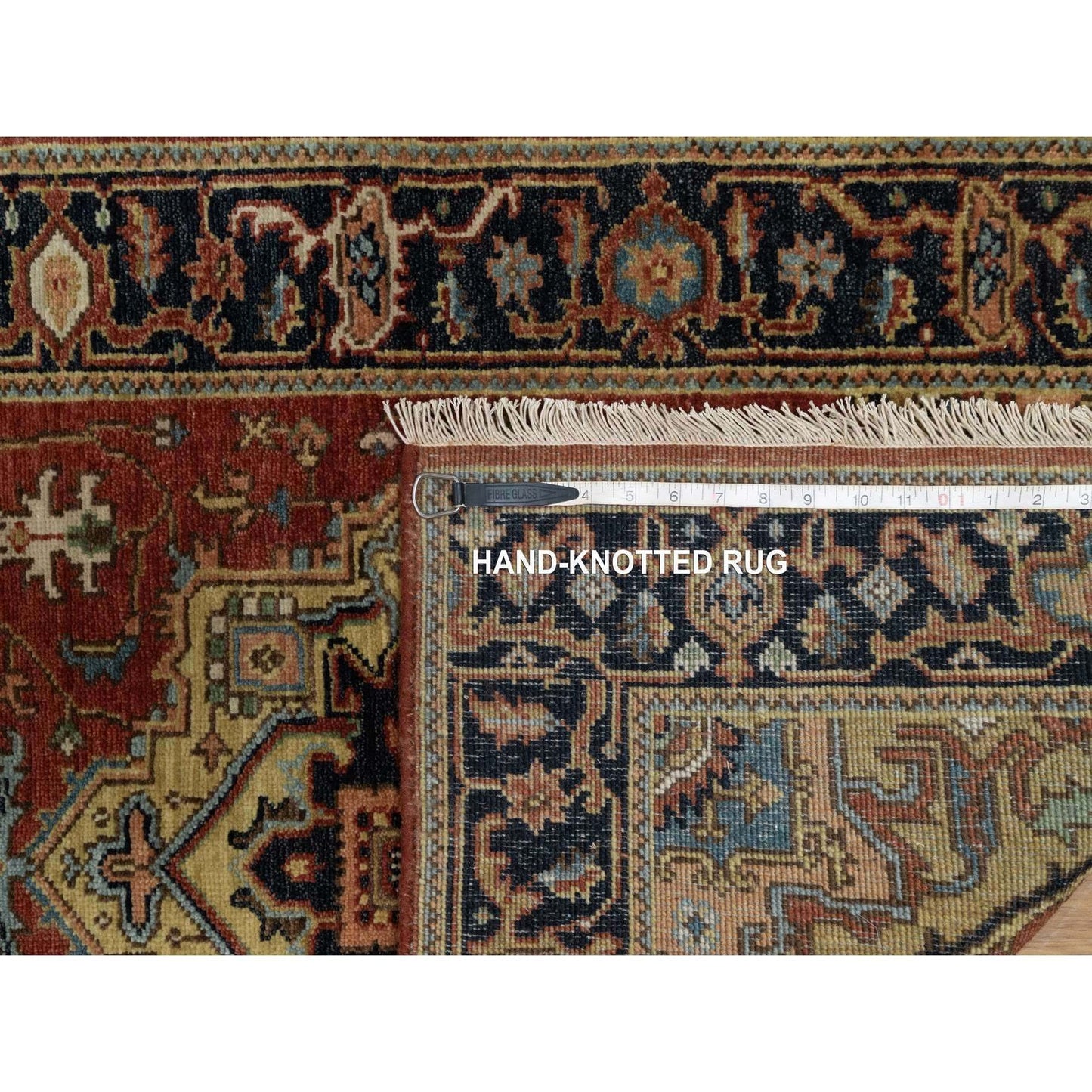 2'8"X10' Chili Red New Zealand Wool Heris Revival Hand Knotted Runner Rug