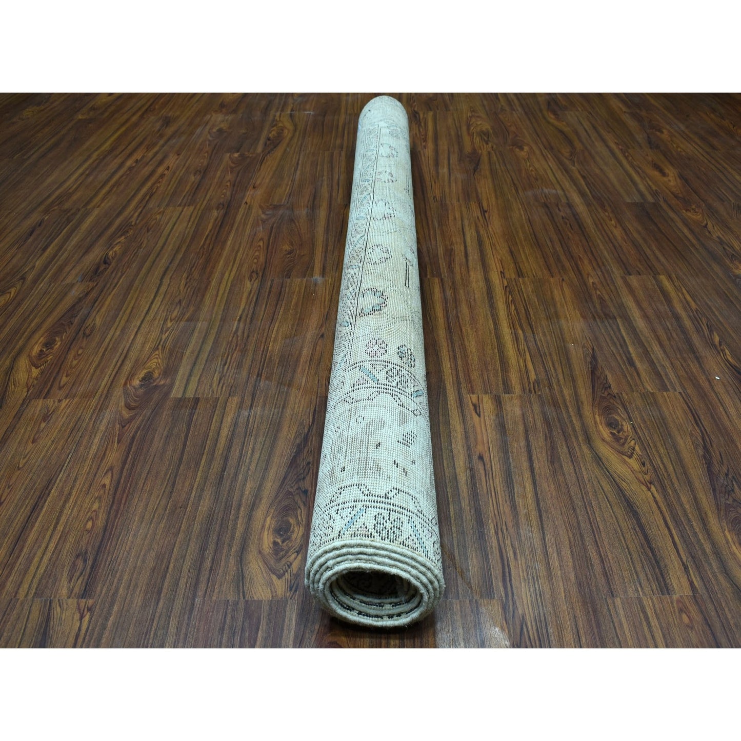 6'3"X9'1" Gray Vintage Farsian Tebraz Worn Pile Hand Knotted Oriental Rug