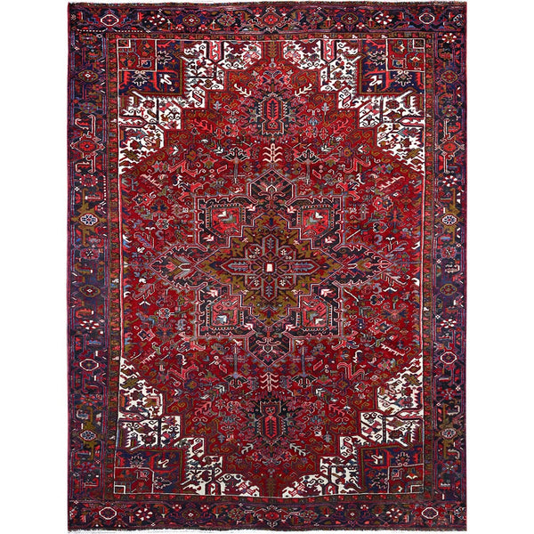 9'1"X12'4" Nationals Red Even Wear Semi Antique Sheared Low Oriental Rug