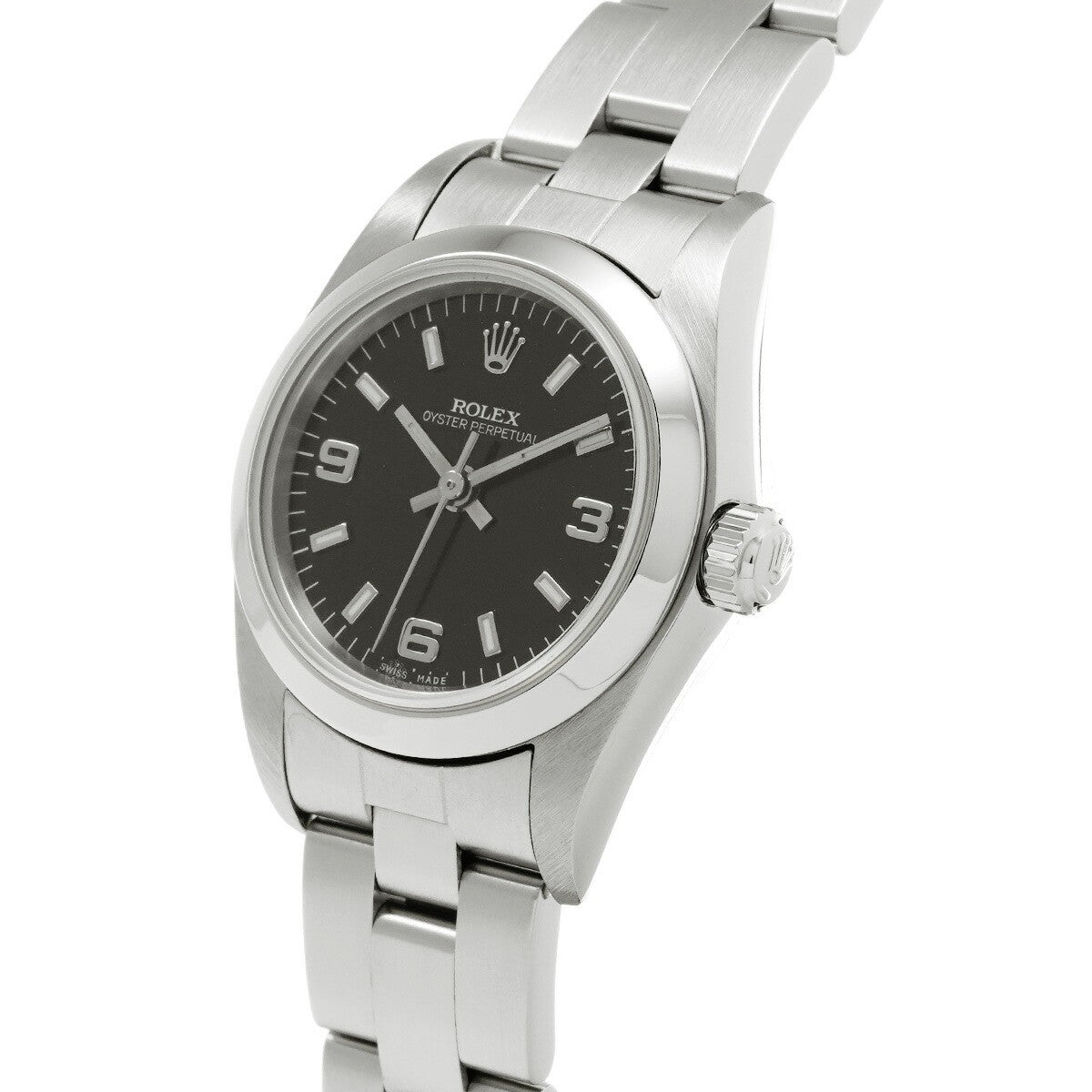 Rolex Oyster Perpetual 76080 Black Case Size 2424Mm Ladies Used Watch #711121