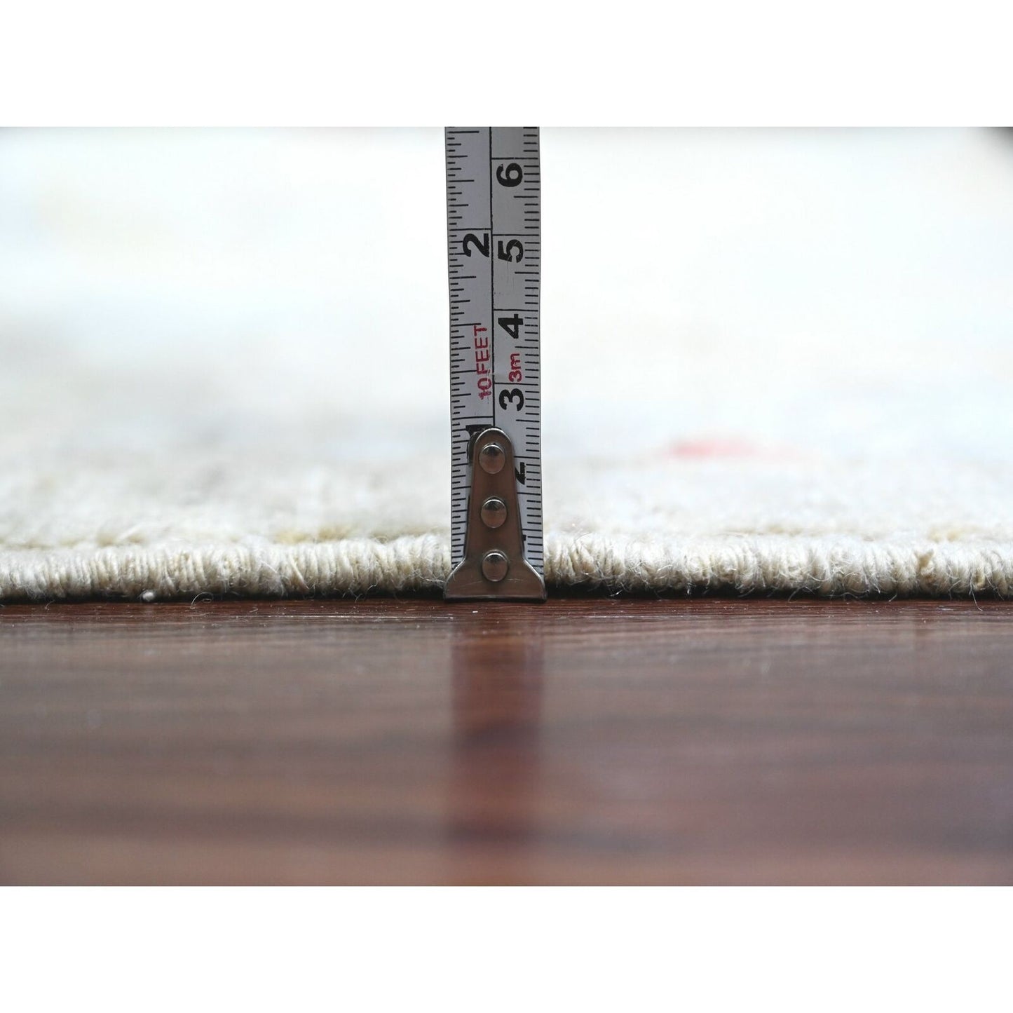 12'X17'4" White Angora Oushak Leaf Design Hand Knotted Wool Oversized Rug