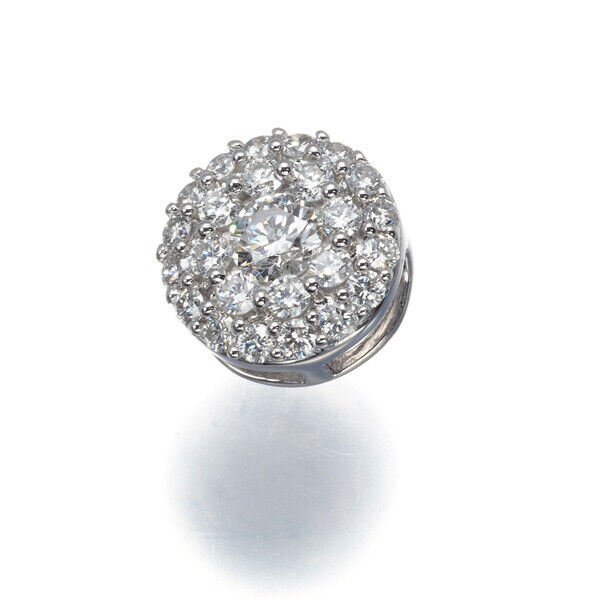 Diamond 0.50Ct Paved Circle Pendant 18K 750 White Gold