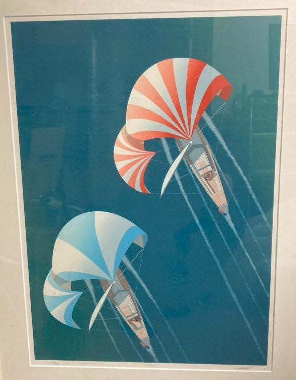 Keith Reynolds "Top Side" Signed Serigraph 171/495 Sailboat Marine Art Sheet
