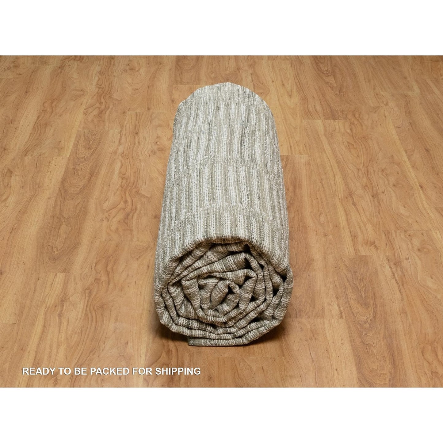 12'X15' Ivory Hand Woven Xl Rug Flat Weave With Pile Undyed Natural Wool