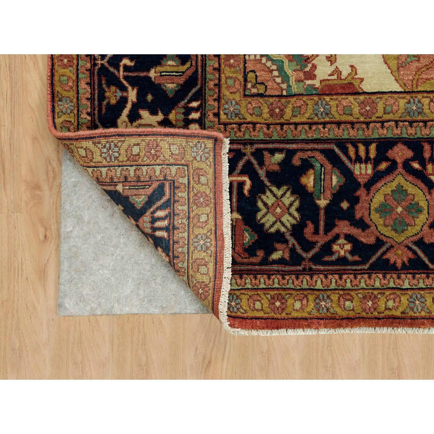 10'X10' Fire Brick Red Wool Antiqued Fine Heris Hand Knotted Square Rug