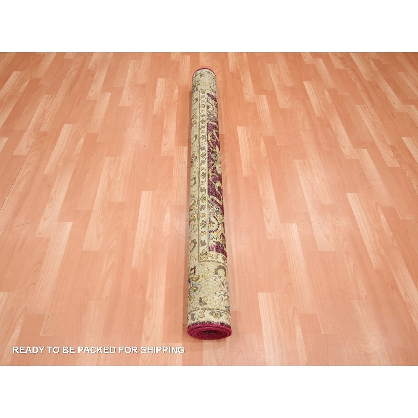 5'1"X6'5" Red Agra Ziegler Design Leaf Pattern Hand Knotted Pure Wool Rug