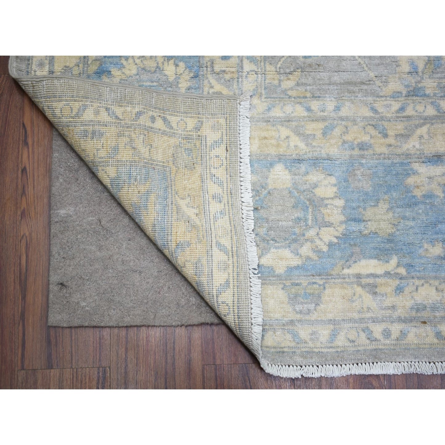 8'X10' Cloud Gray Wool Hand Knotted Finer Peshawar Rug