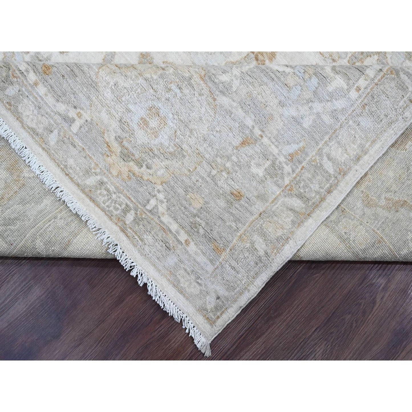 9'X11' White Heris All Over Design Hand Knotted Aryana Grade All Wool Rug