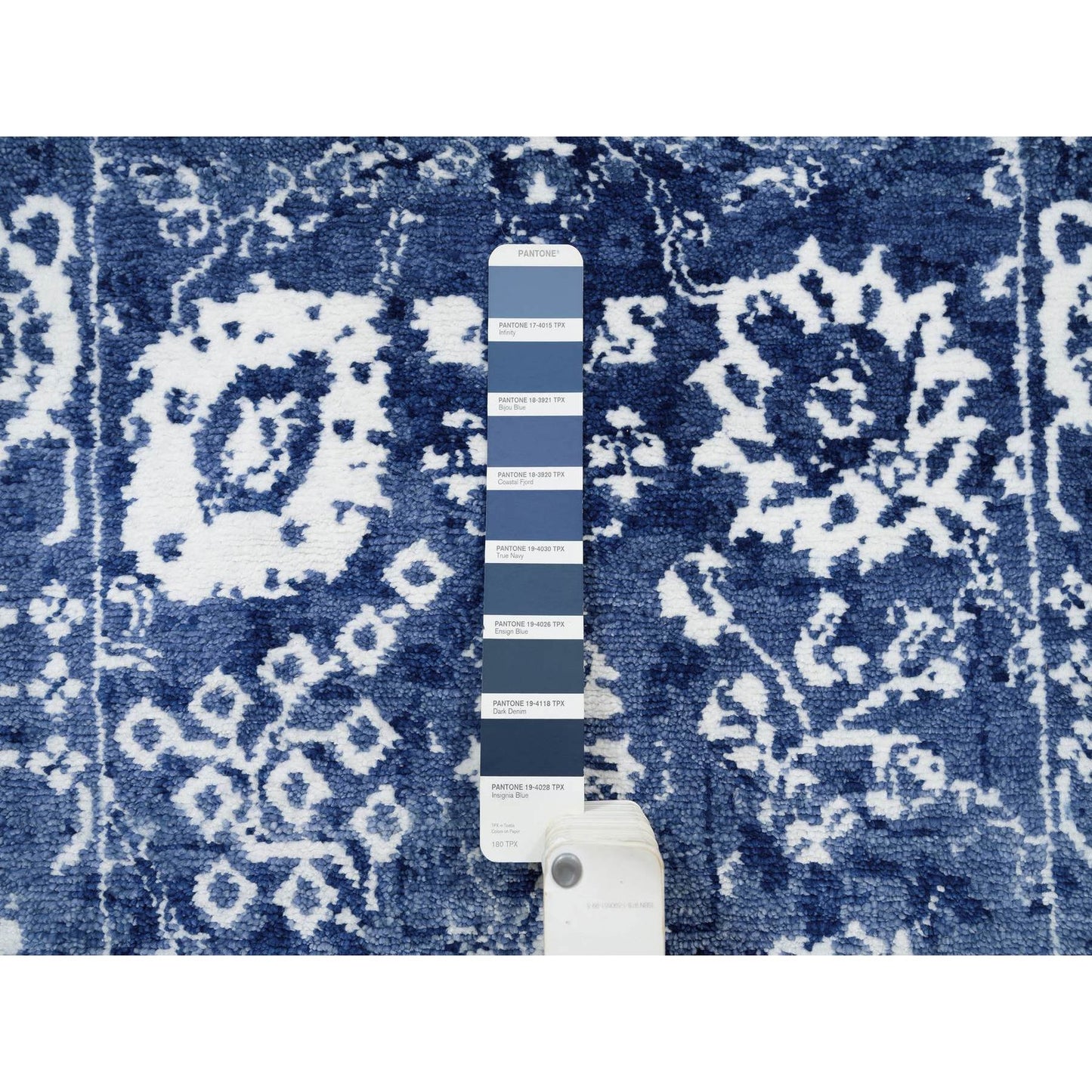 2'6"X23'10" Wool And Silk Blue Tebraz Hand Knotted Xl Runner Rug