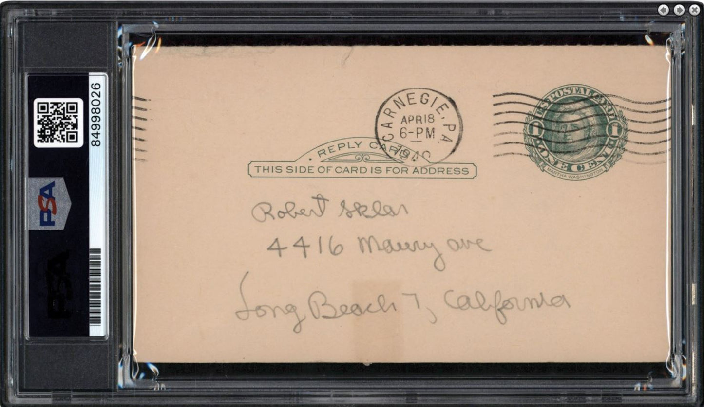 1949 Honus Wagner Hof Signed Government Postcard