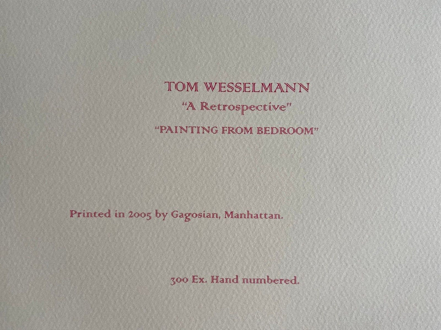 Tom Wesselmann Lithograph Signed O.P. Numbered