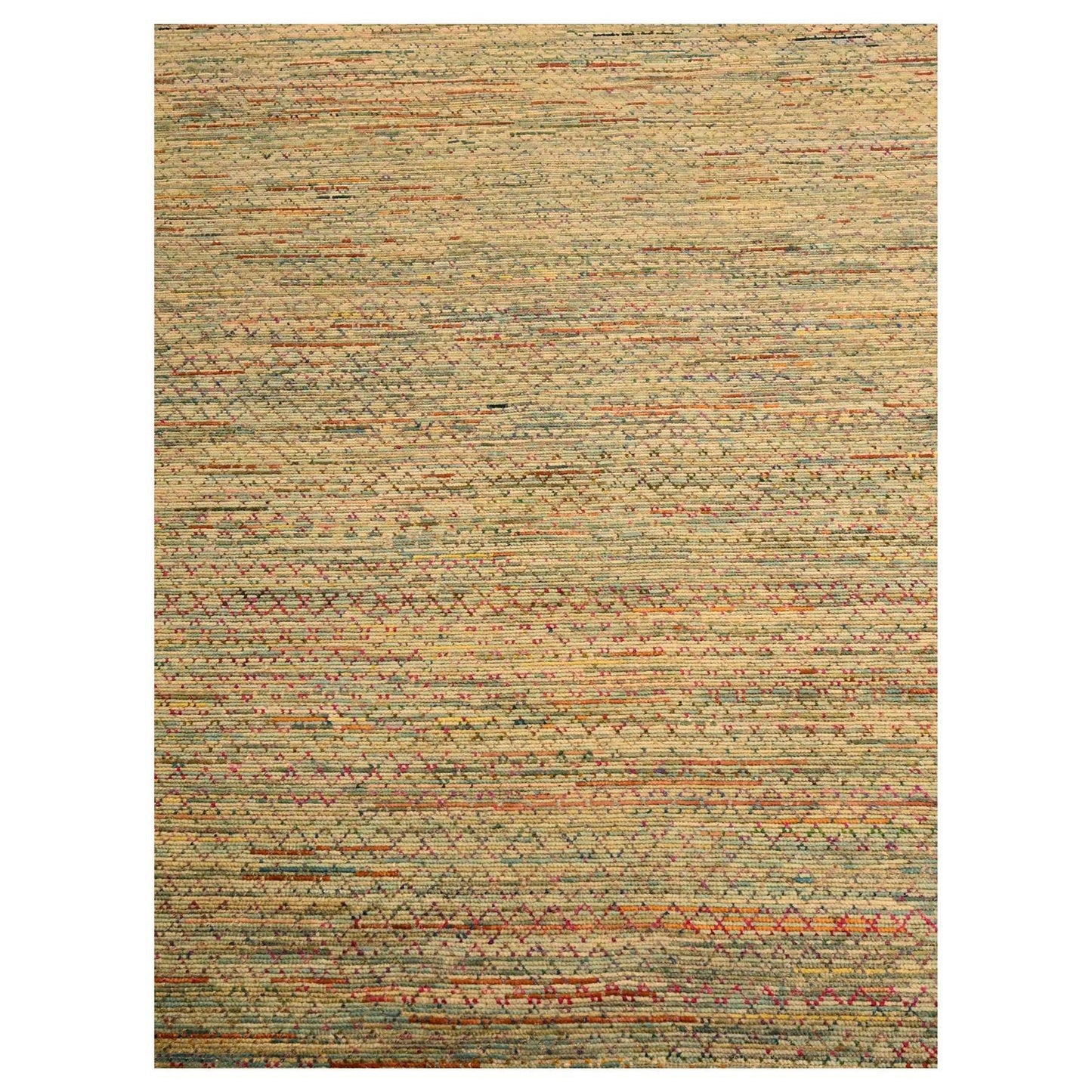 9'1"X12'2" Beige Wool And Sari Silk With Textured Weave Hand Knotted Rug