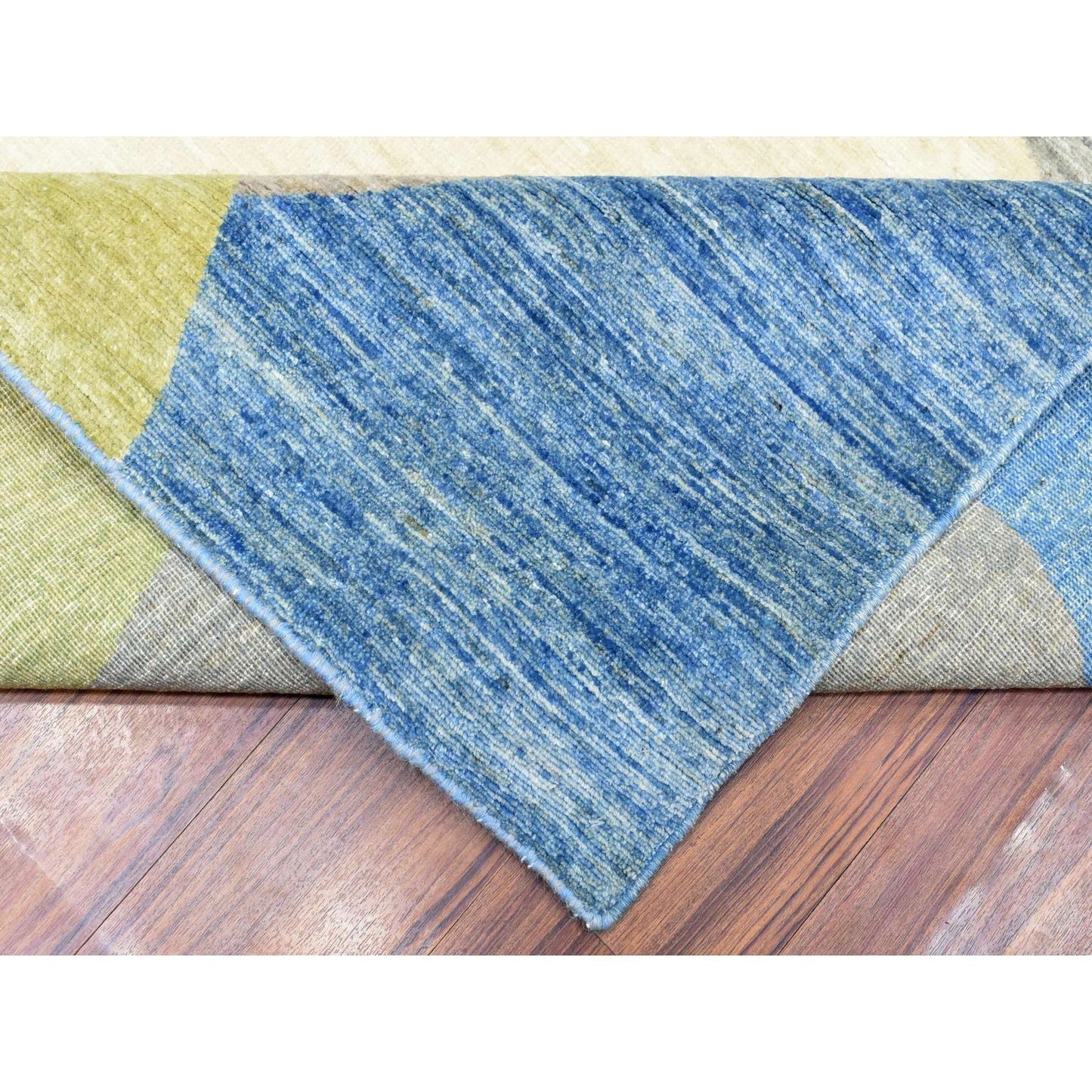9'1"X12' Colorful Modern The Circles Design Soft Wool Hand Knotted Rug