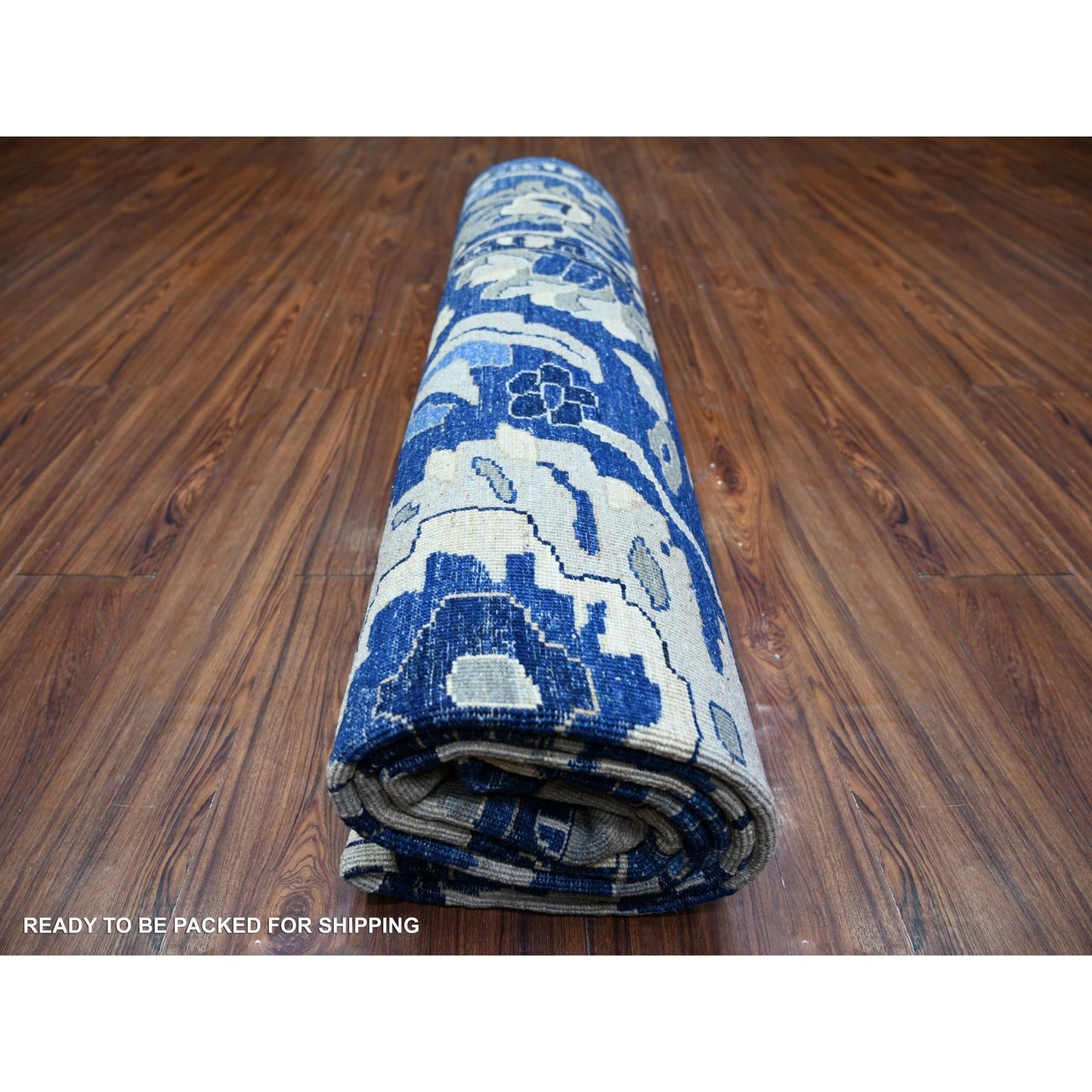 8'2"X9'8" Byzantine Blue Peshawar With Mahal Design Wool Hand Knotted Rug