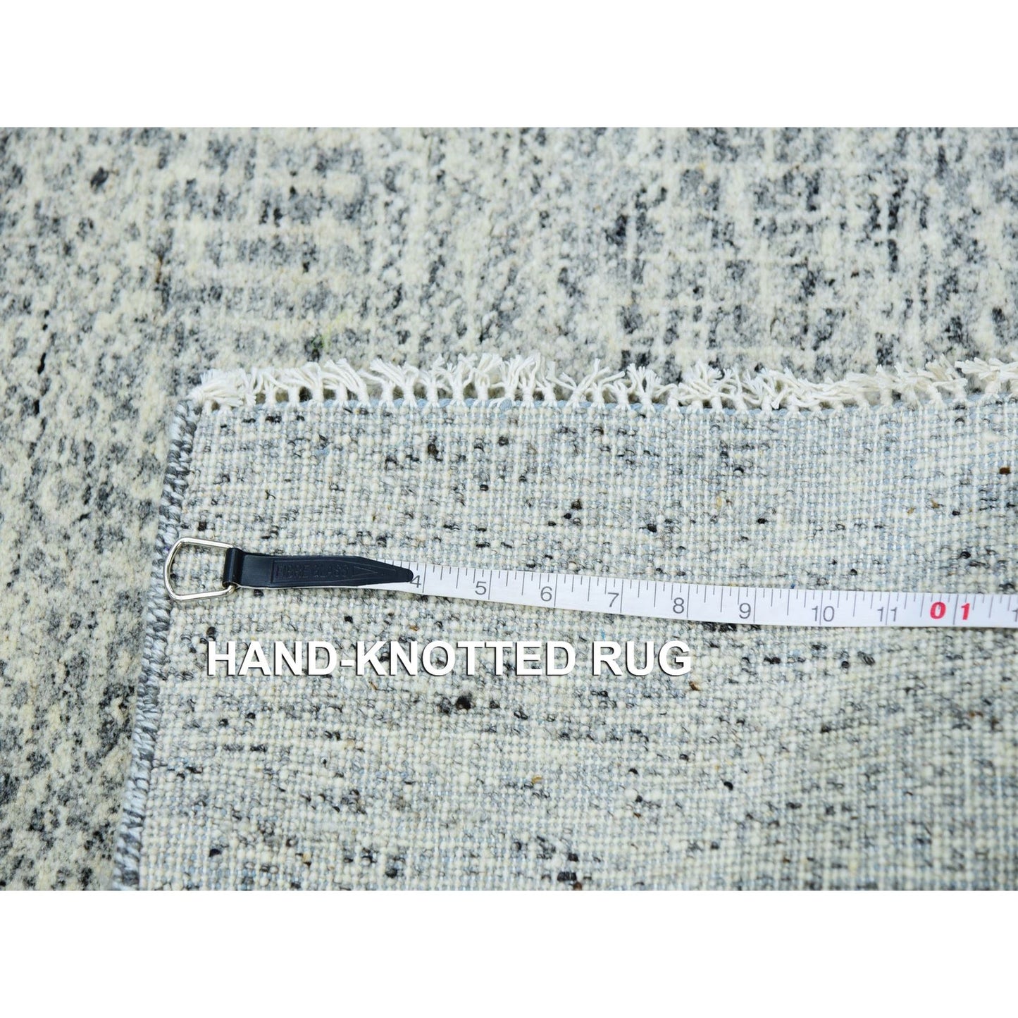 2'7"X9'10" Boothbay Gray Modern Hand Knotted Grass Design Wool Runner Rug