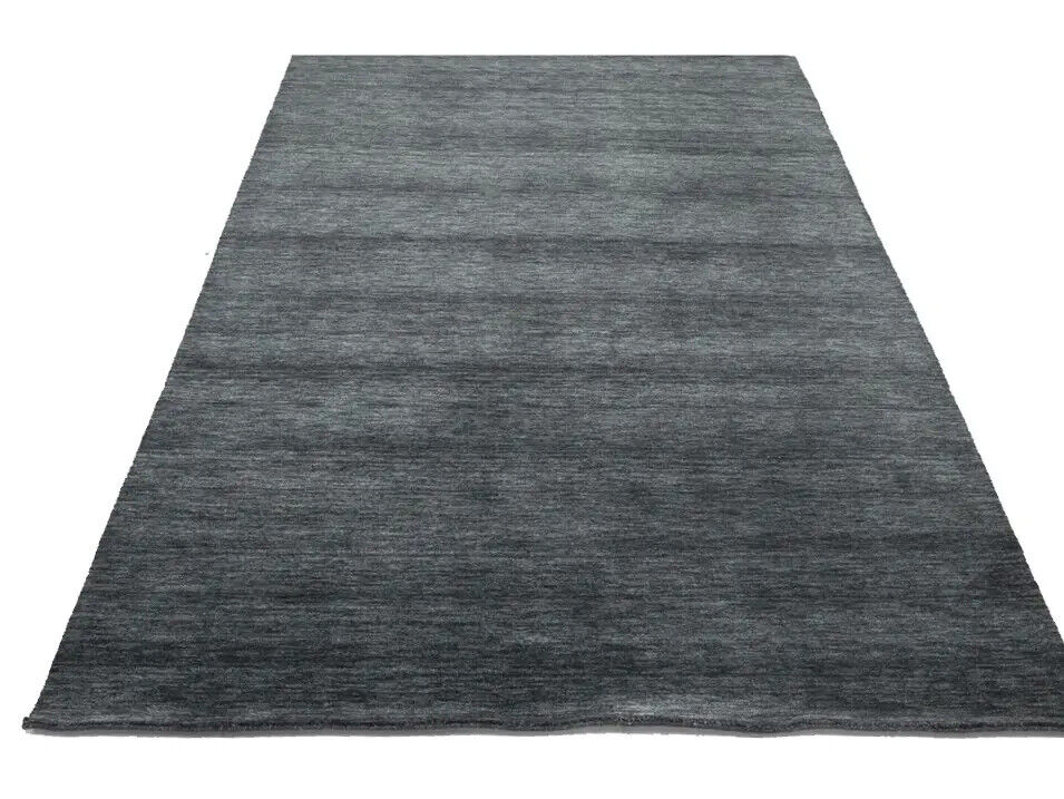 Solid Charcoal Hand-Loomed 6X9 Gabbeh Wool Rug
