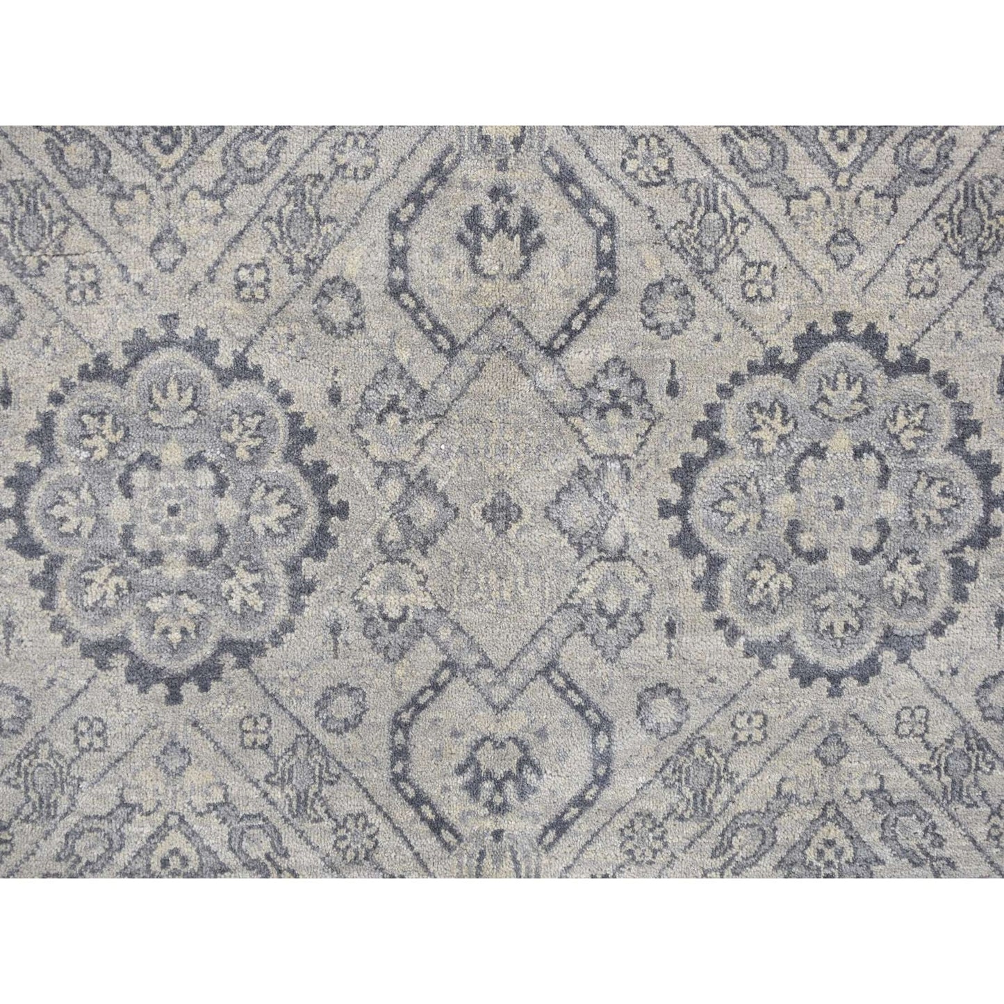 11'10"X14'9" Gray Jewellery Design Pure Wool Hand Knotted Oversized Rug