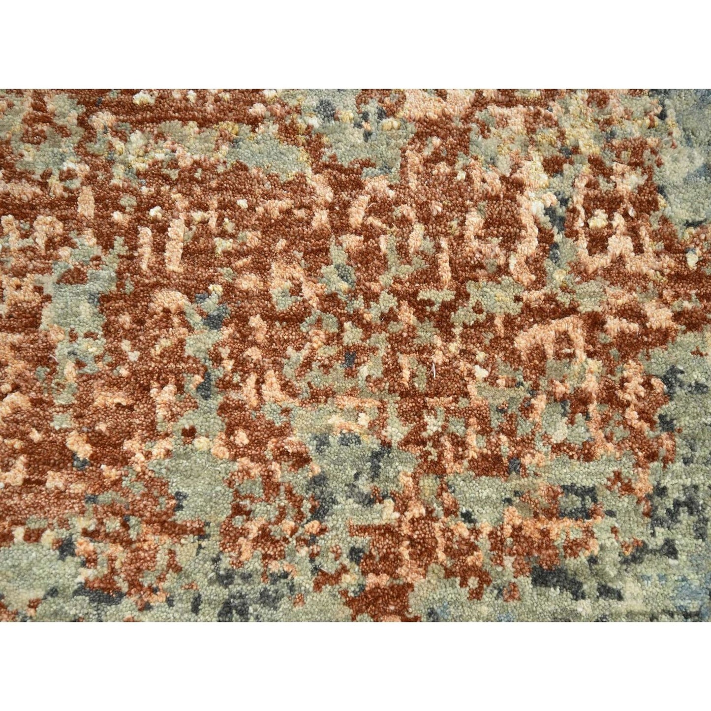 8'X10'6" Rust Red Zoroastrian Knot Abstract Design Wool Hand Knotted Rug