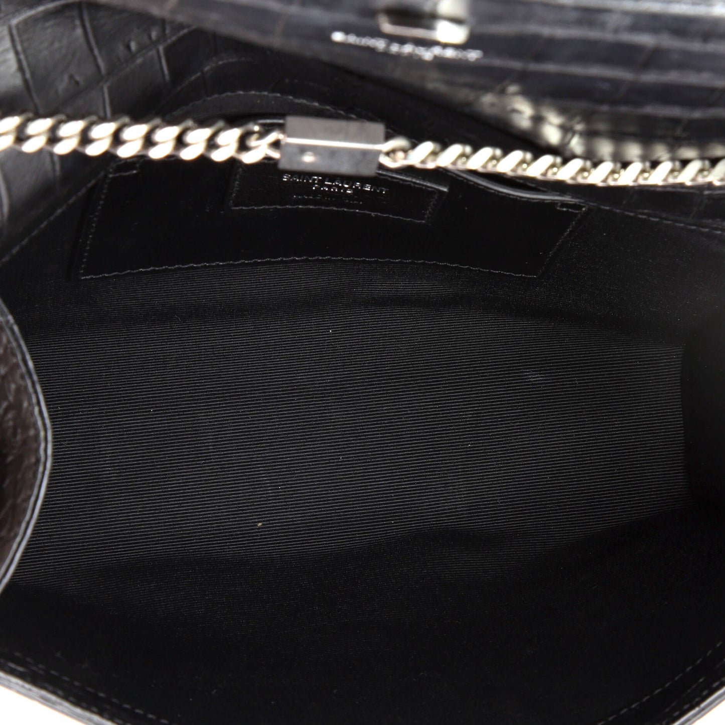 Saint Laurent Classic Monogram Tassel Crossbody Bag Crocodile Embossed Leather