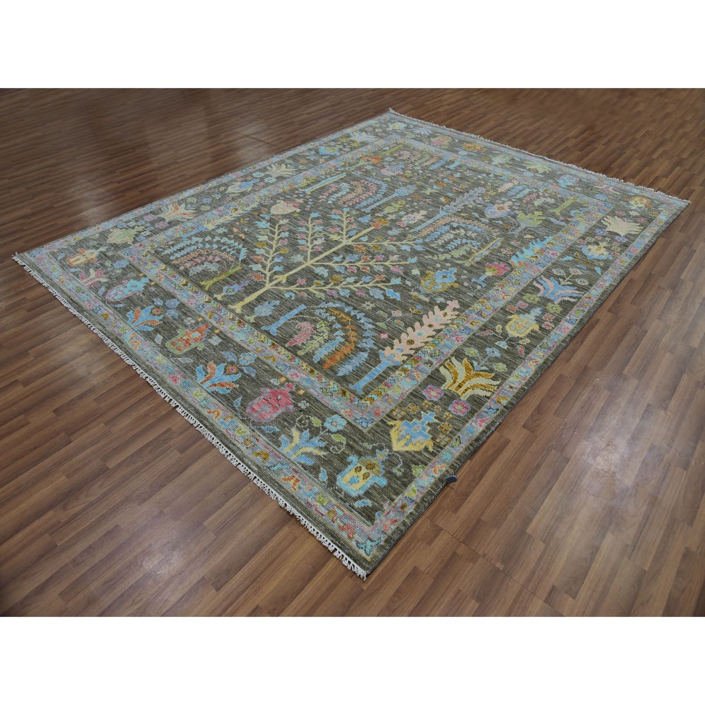 8'X10'3" Grayish Brown Hand Knotted 100% Wool Oushak Weave Oriental Rug