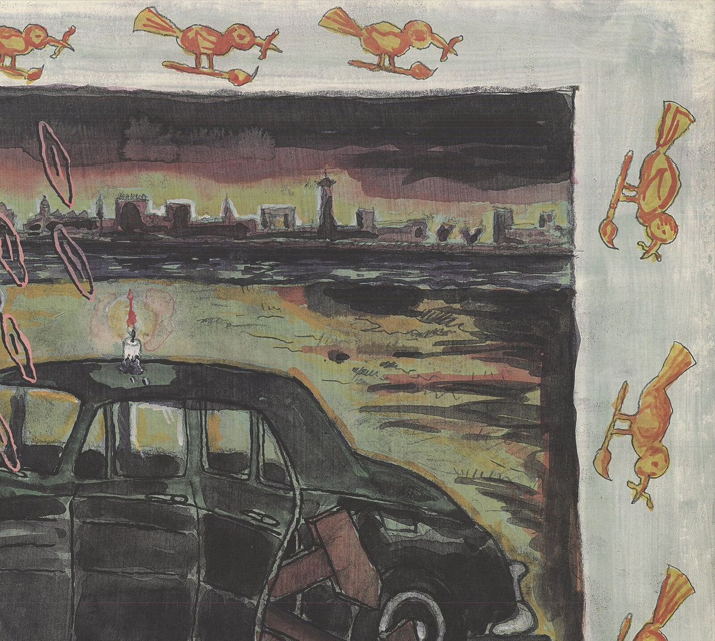 Artist Unknown Car Jack " Offset Lithograph Contemporary