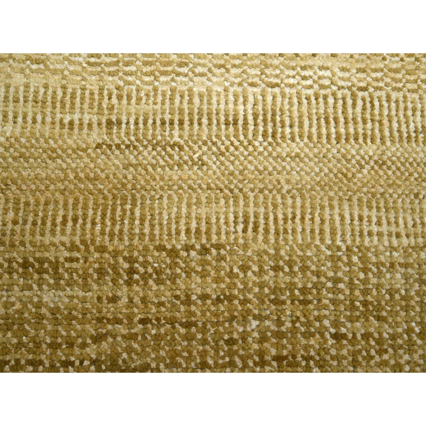 9'X12'1" Brown Wool & Silk Hand Knotted Modern Grass Design Oriental Rug