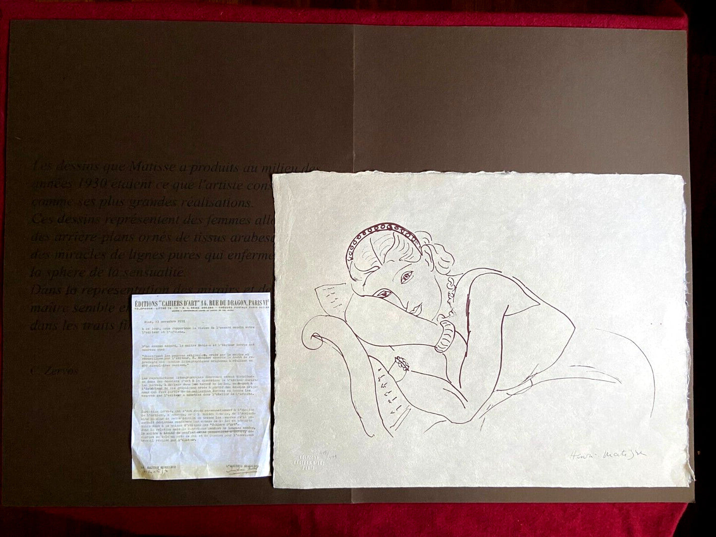 Henri Matisse Lithograph Hand Made Coa Signed