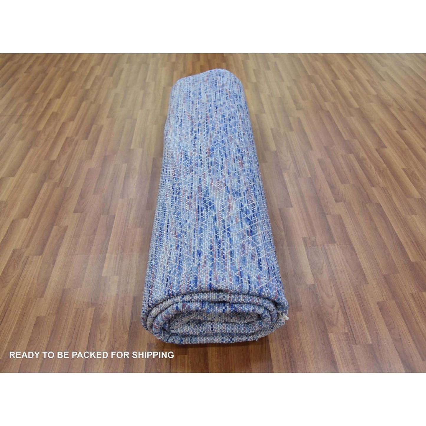 10'X14'4" Blue Pure Wool Hand Knotted Modern Chiaroscuro Collection Rug