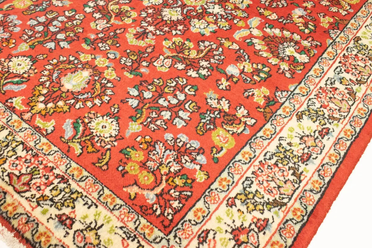 Hand-Knotted Vintage Red Floral 3'4X4'9 ft