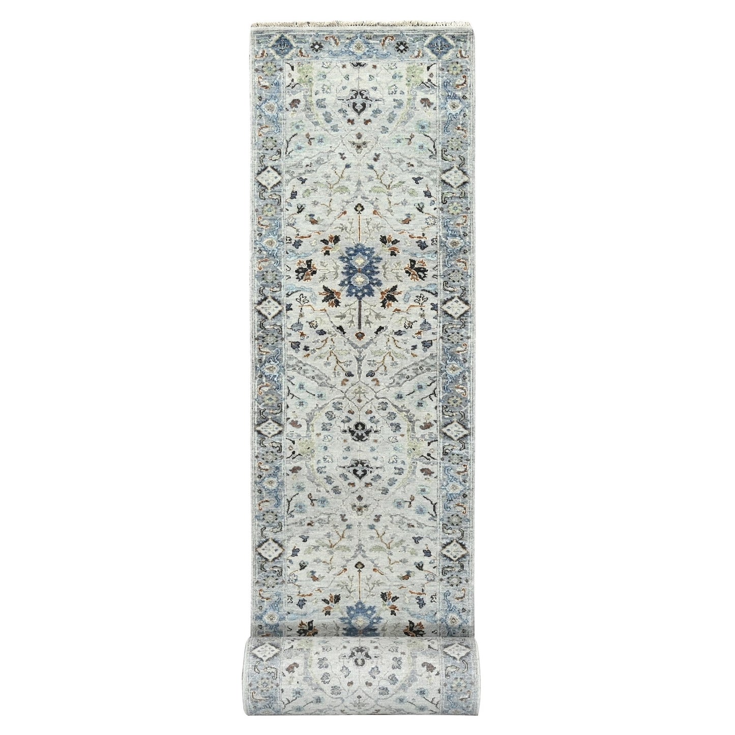 2'8"X27'8" Gray Oushak Denser Weave Hand Knotted 100% Wool Xl Runner Rug